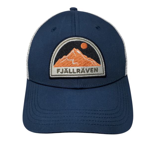 FjallRaven Snapback Mesh Back Trucker Hat Blue Size S/M Embroidered Logo - Picture 1 of 7